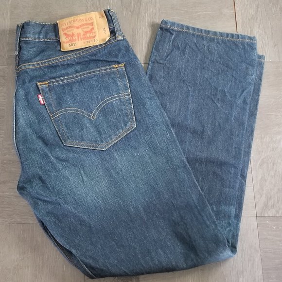 Levi's Other - Levi's 501 Jeans 34x30 Blue Straight Button Fly Classic American Dark Wash Denim